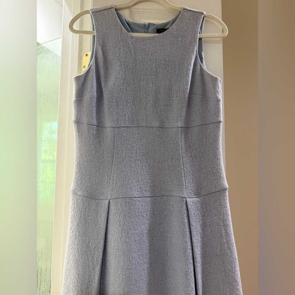 Light Blue Wool Ann Taylor Pleated Classy Dress